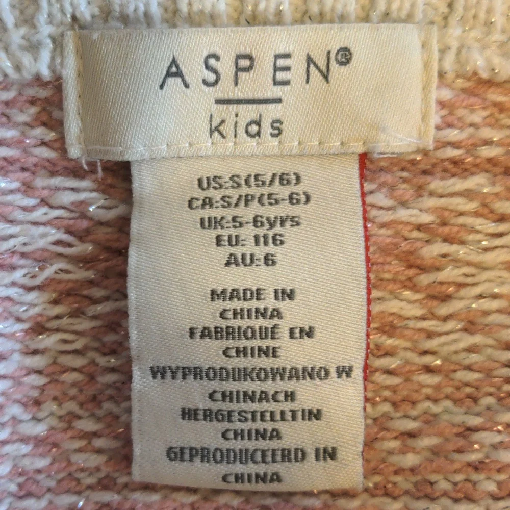 Aspen Kids Size US S 5-6 Pink Reindeer Christmas Print Sweater Dress - Picture 6 of 12